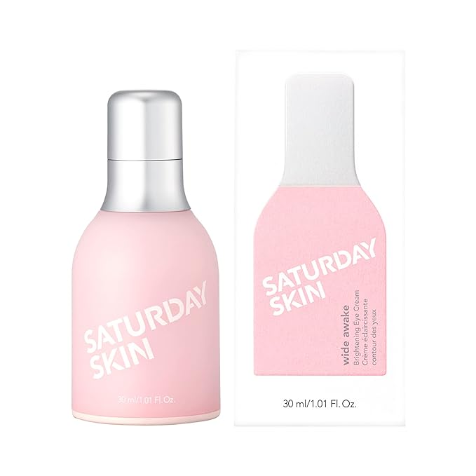 Saturday Skin Wide Awake Brightening Cream Illuminating Eye Cream for Wrinkles, Puffy Eyes+Dark Circles Lightweight, Moisturizing, Deeply Hydrates, Anti Aging Reduce Fine Lines 1.01 Fl Oz (30ml)-BrightBean Baby