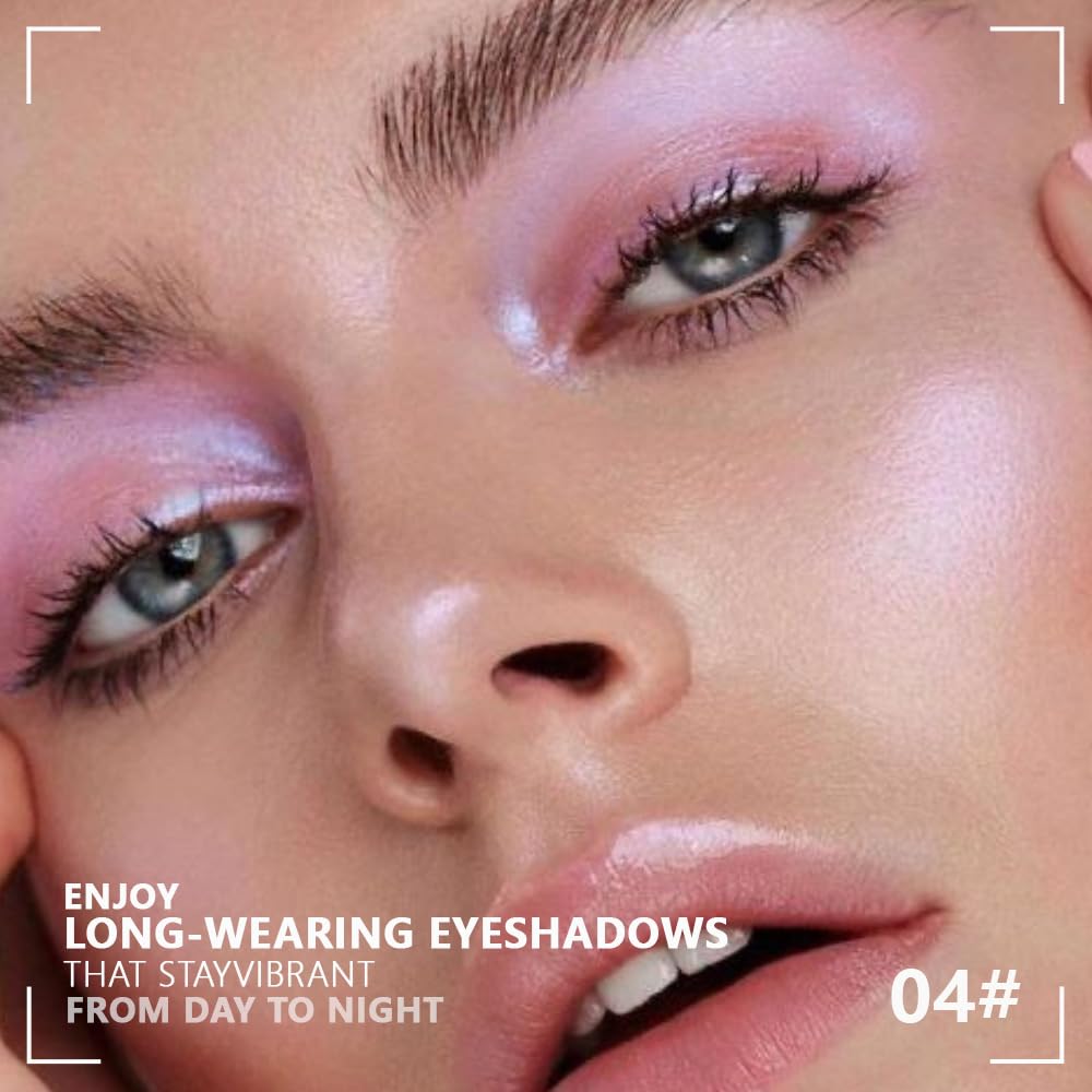 Monochrome Powder Eyeshadow Palette Makeup,Pink Natural Neutral Single Shimmer Eye Shadow for Older Women,Sparkly Eye Finish,Long Lasting Naturing-Looking-BrightBean Baby