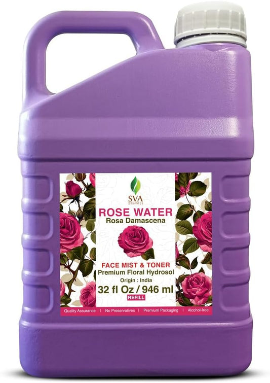 SVA Rose Water - 32 Fl oz - Refreshing Rose Water Spray for Skin Care, Skin Hydration, Bath, Soaps, Haircare & Aromatherapy-BrightBean Baby