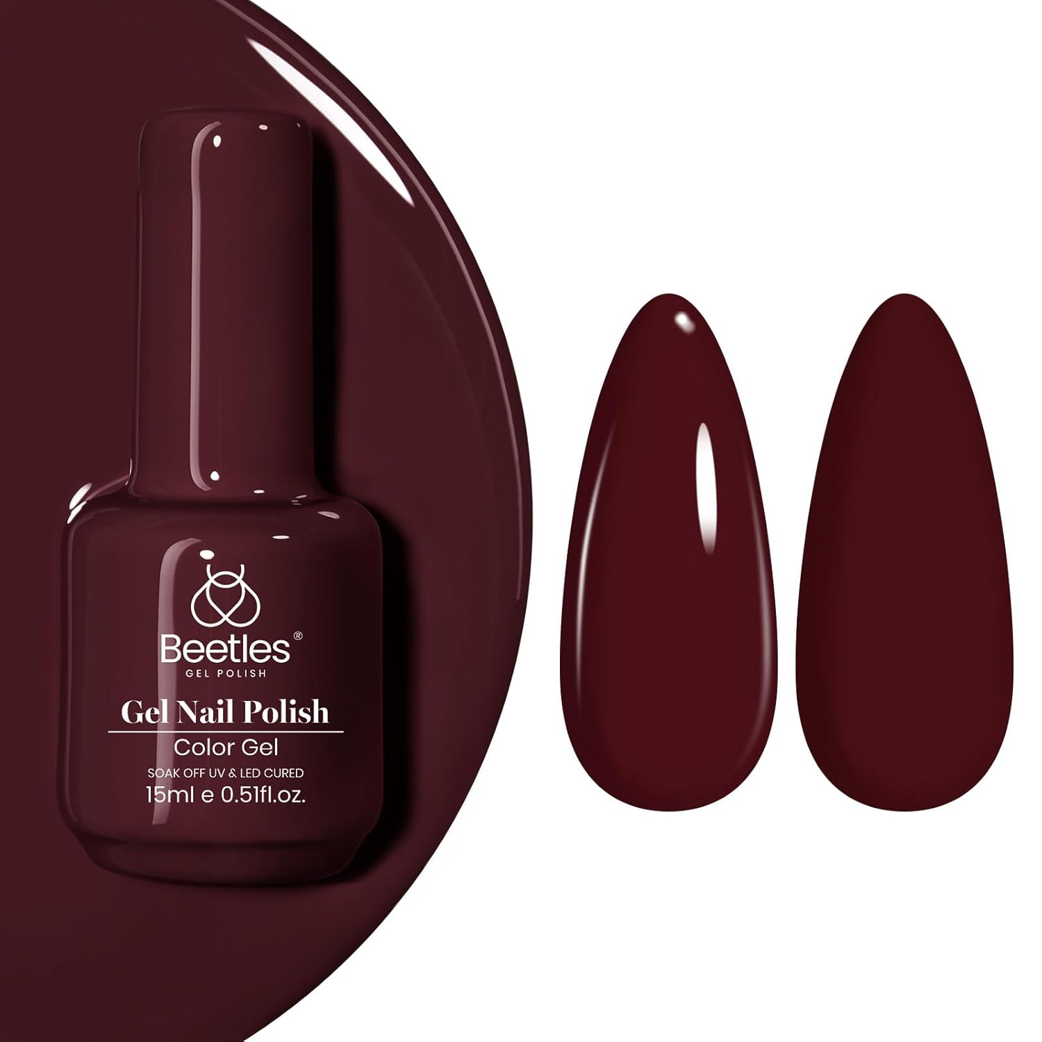 Beetles Burgundy Red Gel Polish – Blanchett Maroon Gel Nail Polish, 15ml Dark Plum Red Color UV Lamp Soak Off Manicure DIY at Home Nails Gifts for Women-BrightBean Baby