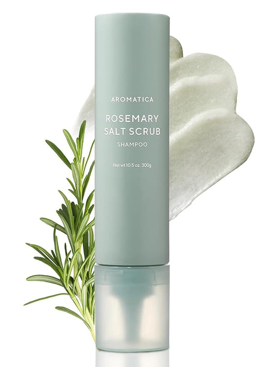 AROMATICA Rosemary Salt Scrub Shampoo - Hair Loss Korean Scalp Detox Shampoo with Rosemary Scalp Oil | Scalp Exfoliator with Salt Scrub for Oily Scalp | Sulfate Free, Silicone Free (10.5 oz / 300g)-BrightBean Baby