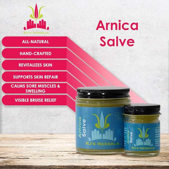 MJ’s Herbals Arnica Salve | Organic, Maximum Strength, Immediate Relief for Sore Muscles & Feet | Bruise Recovery, Fantastic Massage & After Yoga Balm | No Parabens, No Synthetics (1 oz)-BrightBean Baby