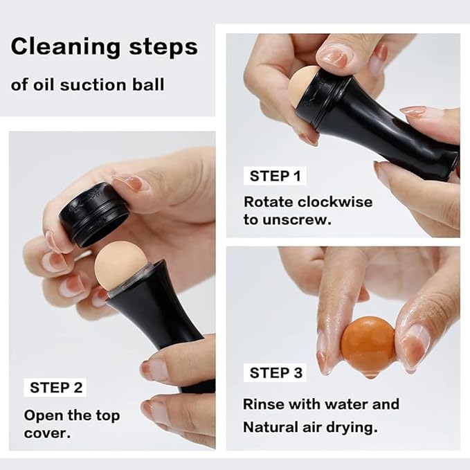 Oil-Absorbing Volcanic Face Roller set with blotting paper and 2PC Replaceable Volcanic Balls,Reusable Portable Oily Skin Control Roller, Instant Results Remove Excess Shine Rolling (White Set)-BrightBean Baby
