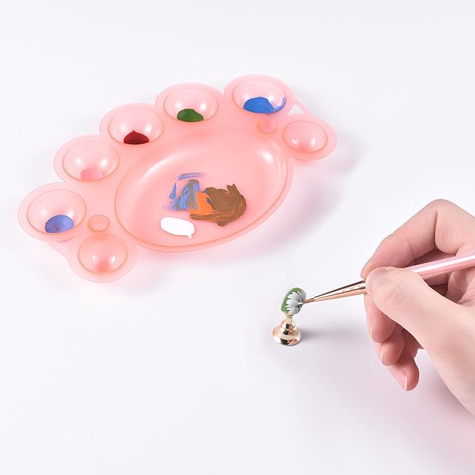 5Pcs ABS Makep Palette Nail Painting Palette with Stainless Steel Stirring Rod Nail Tool Set, Nail Art Polish Painting Mixed Color Palette-BrightBean Baby