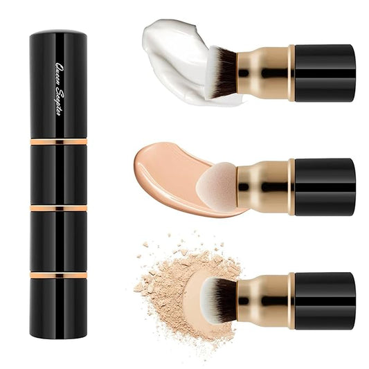 3 in 1 Professional Liquid foundation Makeup Brush Set Kabuki Face Blush Foudation Brush Powder Sponge for Powder/Liquid/Cream Travel Cosmetics Makeup Brushes with Cap-BrightBean Baby