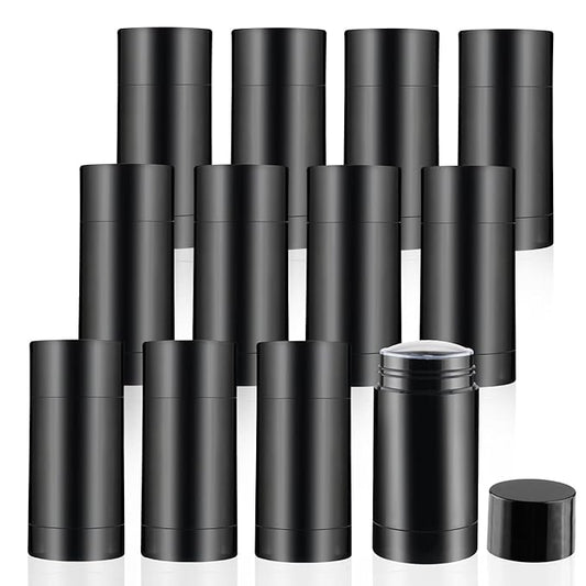 12 Pieces 15g Black Plastic Deodorant Containers,Empty 1/2 oz Travel Lip Balm Tubes,Refillable Twist-UP Solid Perfume Tubes,Lipstick Tubes for DIY-BrightBean Baby