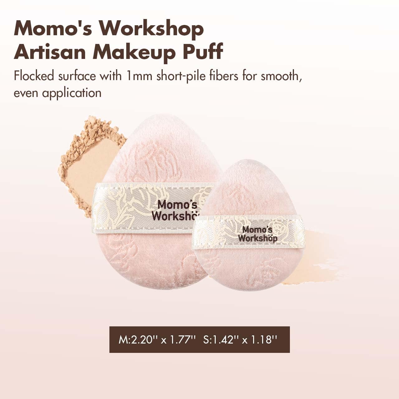 Pink Velvet Powder Puffs, Laser-Cut Rose Design, Dual-Sided, Travel Size & Wide M Size for Pressed Powder, Blush & Contour,5pcs Plush Puffs & Storage Case-BrightBean Baby