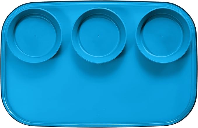 madesmart dipware 3 Bowl Serving Tray, Collapsible & Removable Dip Bowls for Charcuterie, Guacomole, Snacks, Veggies, Premium Dishwasher & Microwave Safe, Multipurpose Plate & Bowl, Ocean