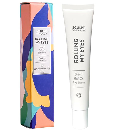 Miss Spa Eye Serum 5-in-1 Roll On Under Eye Cream, Helps De-puff and Brighten Under and Around Eyes, Anti-Aging Under Eye Roller Helps with Fine Lines and Dark Circles, Vitamin B3, Eye Bag Remover-BrightBean Baby