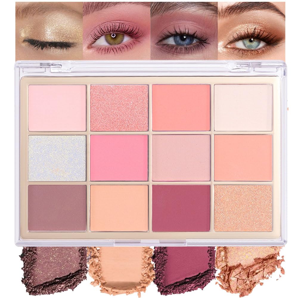 Nude Pink Eyeshadow Palette,Natural Neutral Warm Colors Cream Light Colors Eyeshadow Palette,Eye Shadow Palette Long Lasting Naturing-Looking Make Up Pallets for Women,Vegan-BrightBean Baby
