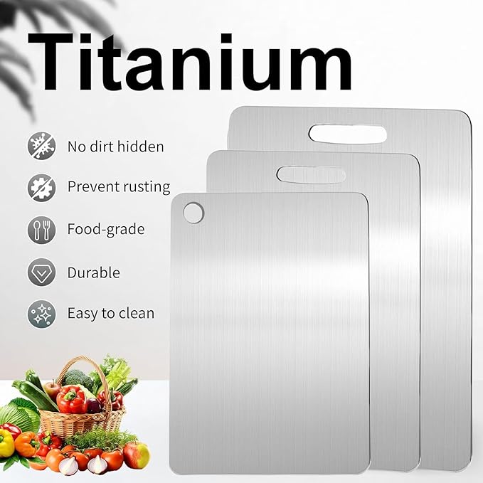 Katuchef Titanium Cutting Board,2026 New 100% Pure Titanium Cutting Boards for Kitchen,Non toxic Doubld-Side Durable Chopping Boards, Easy to Clean and Store(1PC:11.42 * 7.87)