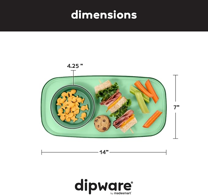 madesmart dipware Small Serving Plate, Collapsible & Removable Dip Bowl for Salsa, Queso, Sald, Olives, Premium Dishwasher & Microwave Safe, Multipurpose Plate & Bowl, Sage