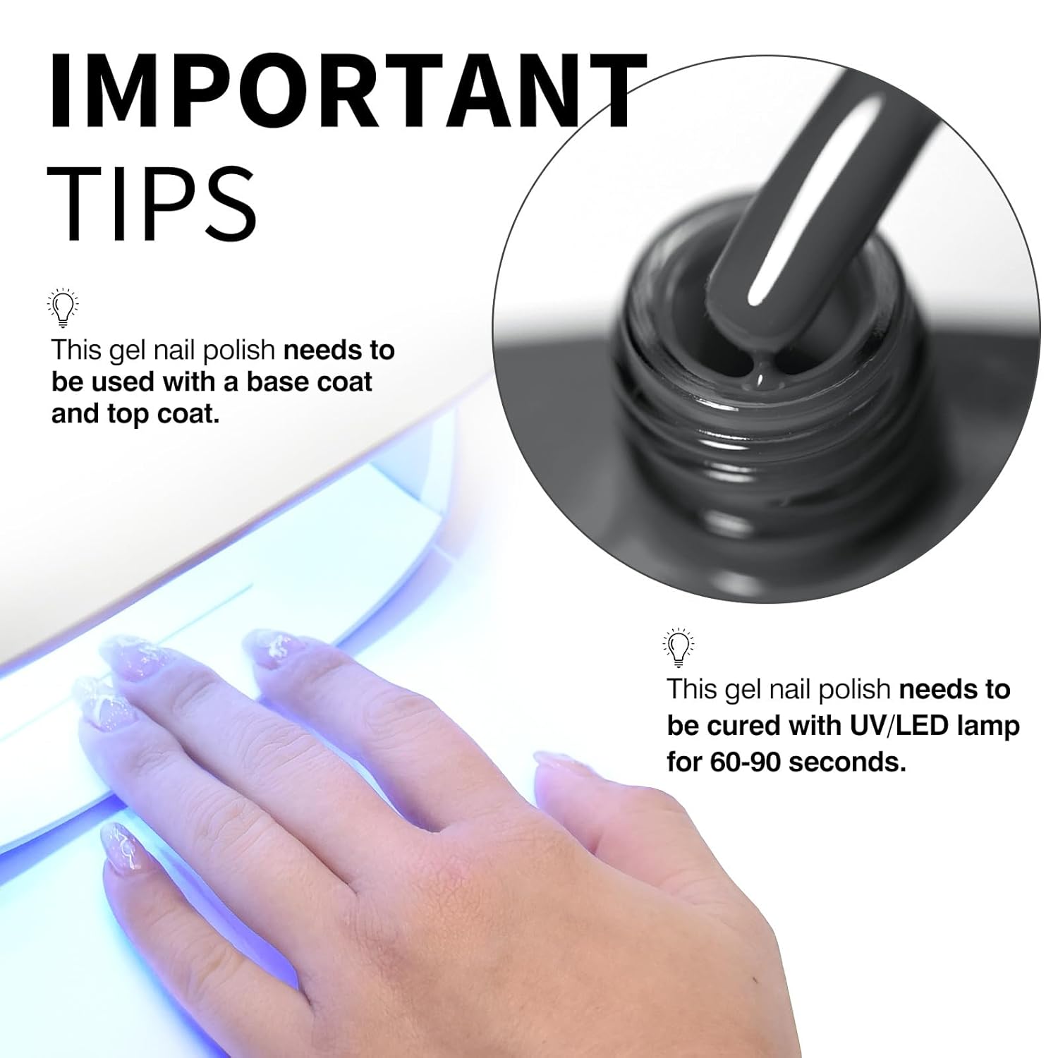 CANNI Gray Gel Nail Polish, 1Pcs Grey Nail Polish Gray Color High Gloss Soak Off U V Gel Nail French Nail Manicure Salon DIY-BrightBean Baby