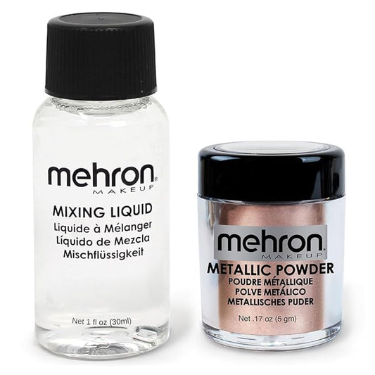 Mehron Makeup Metallic Powder (.17 oz) with Mixing Liquid (1 oz) (ROSE GOLD)-BrightBean Baby