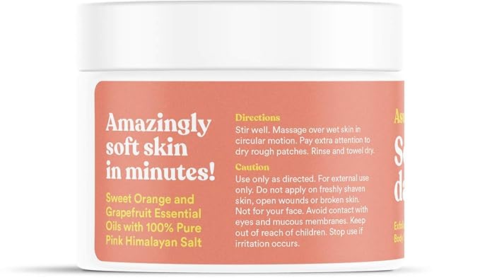 ASUTRA Dead Sea Salt Essential Oil Body Scrub Exfoliator (Vitamin C), 16 oz - Ultra Hydrating, Gentle, & Moisturizing - Coconut, Sweet Orange, Grapefruit, and Lemon Oils – Pink Himalayan Salt-BrightBean Baby