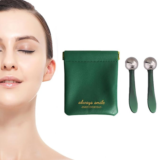 2 in 1 Roller Eyes Cream Applicator Wand and T-Shape Massager Tool for Facial Massage, Reduce Puffiness (Green-1)-BrightBean Baby