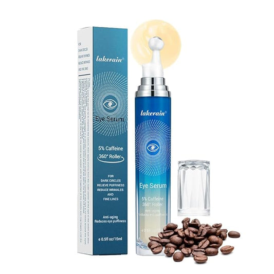 5% Caffeine Eye Serum Moisturizing, Under Eye Cream with 360° Massage Ball for Dark Circles and Puffiness, Hydrating Eye Cream Anti Aging for Bags Fine Lines (1PCS)-BrightBean Baby