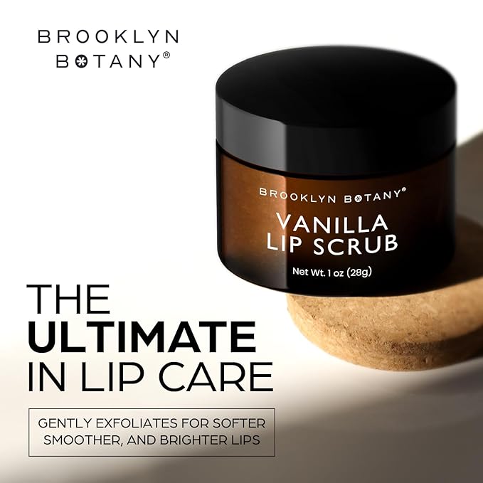 Brooklyn Botany Lip Scrub Exfoliator 1 oz – Lip Moisturizer for Dry Lips and Chapped Lips – Gentle Lip Exfoliator for Smooth and Brighter Lips – Vanilla Flavor-BrightBean Baby