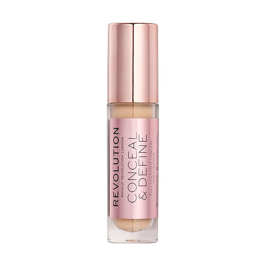 Makeup Revolution Conceal & Define Concealer, Full Coverage Makeup Concealer, Matte Finish & Long Wear, For Fair Skin Tones, Vegan, C5, 4ml-BrightBean Baby