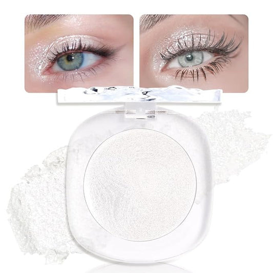 Eye shadow low saturation delicate long-lasting eye shadow palette, Monochrome Glittler Eyeshadow, pressed glitter eyeshadow, Glittle Pressed Powder Single Vegan Eyeshadow, (04 Glittle Pearl White)