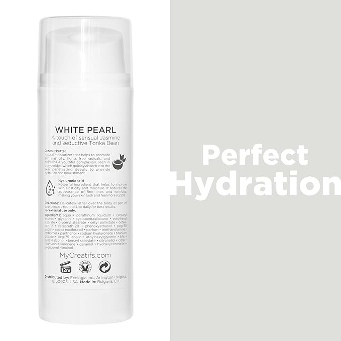 White Pearl Moisturizing Body Lotion with Coconut Butter and Hyaluronic Acid, 3.4 fl. oz.-BrightBean Baby