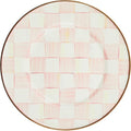 MACKENZIE-CHILDS Enamel Salad and Dessert Plate, Small Plate for Appetizers or Desserts, 8 Inches, Pink-and-White Rosy Check