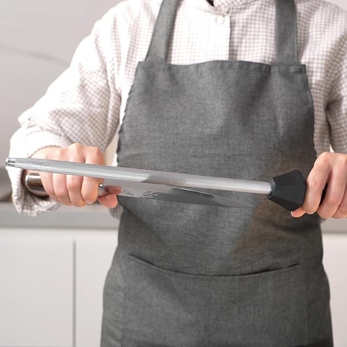 (a brand of SHARPAL) 108S 17.5-Inch/Rod L. 12-Inch Sharpening Steel Knife Sharpener Rod with Built-in Angle Guides Kitchen Knives Honer Knife Steel Honing Rod Chaira Para Cuchillos HRC 65