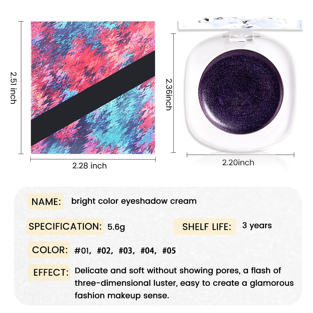Dark Purple Cream Glitter Shimmer Metallic Eyeshadow Palette Makeup Halloween Birthday Party Wear, Natural Single Mini Instant Holographic Eyeshadow For Women, Sombras Crema Para Ojos-BrightBean Baby