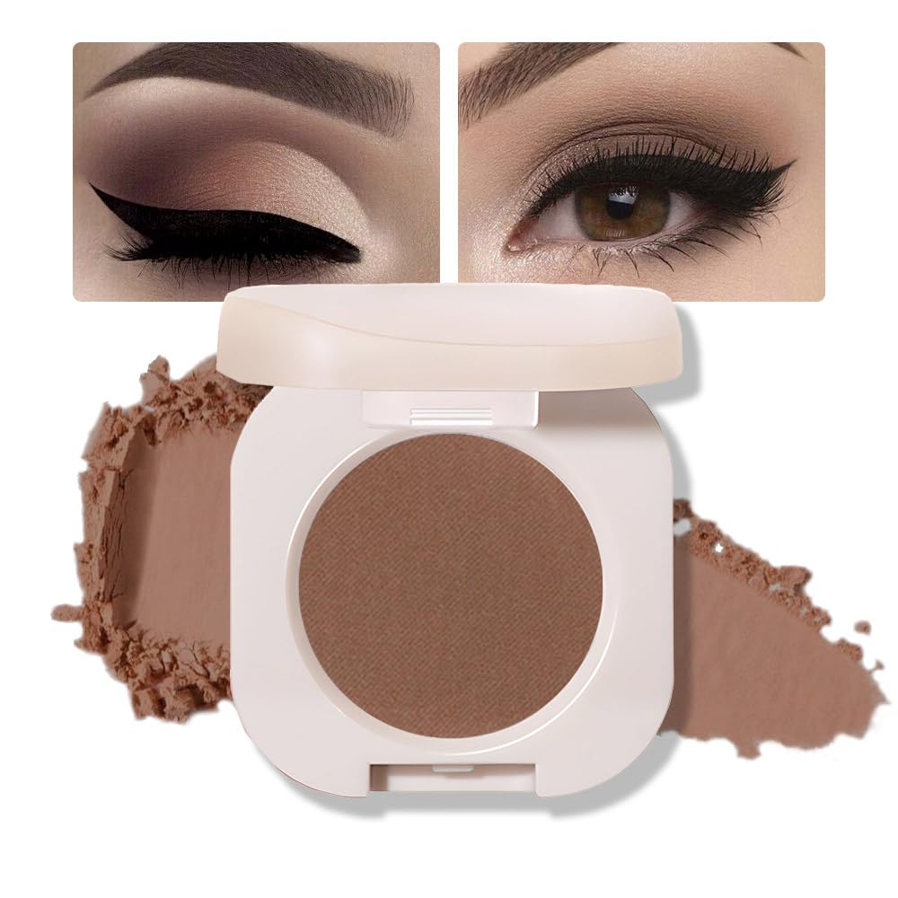 Single Nude Coffee Brown Matte Eyeshadow,Bright Intense Monochrome Eye Shadow,Apply Makeup Easily,Matte Pressed Powder Single Eyeshadow,24 Hour Eye Makeup Longwear Waterproof-BrightBean Baby