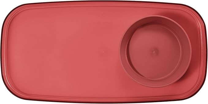 madesmart dipware Small Serving Plate, Collapsible & Removable Dip Bowl for Salsa, Queso, Sald, Olives, Premium Dishwasher & Microwave Safe, Multipurpose Plate & Bowl, Red