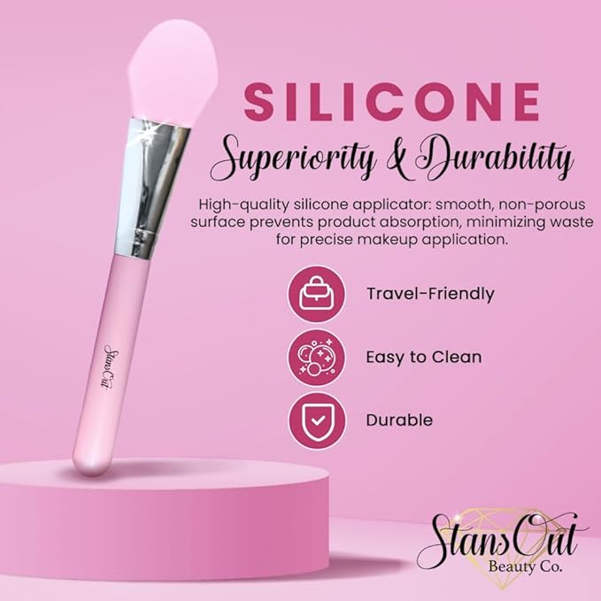 StansOut Foundation Applicator - Liquid Foundation Brush, for Cream or Powder - Easy to Clean - Travel-Friendly, Durable - Ideal for Professional Makeup Results - Pointed Shape, Smooth Silicone Edge-BrightBean Baby