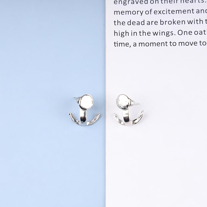 Boho Moon Ear Jackets Earrings Crescent Moon Stud Earrings Gold Sun Moon Earrings Minimalist Double Sided Round Earrings Jewelry for Women-BrightBean Baby