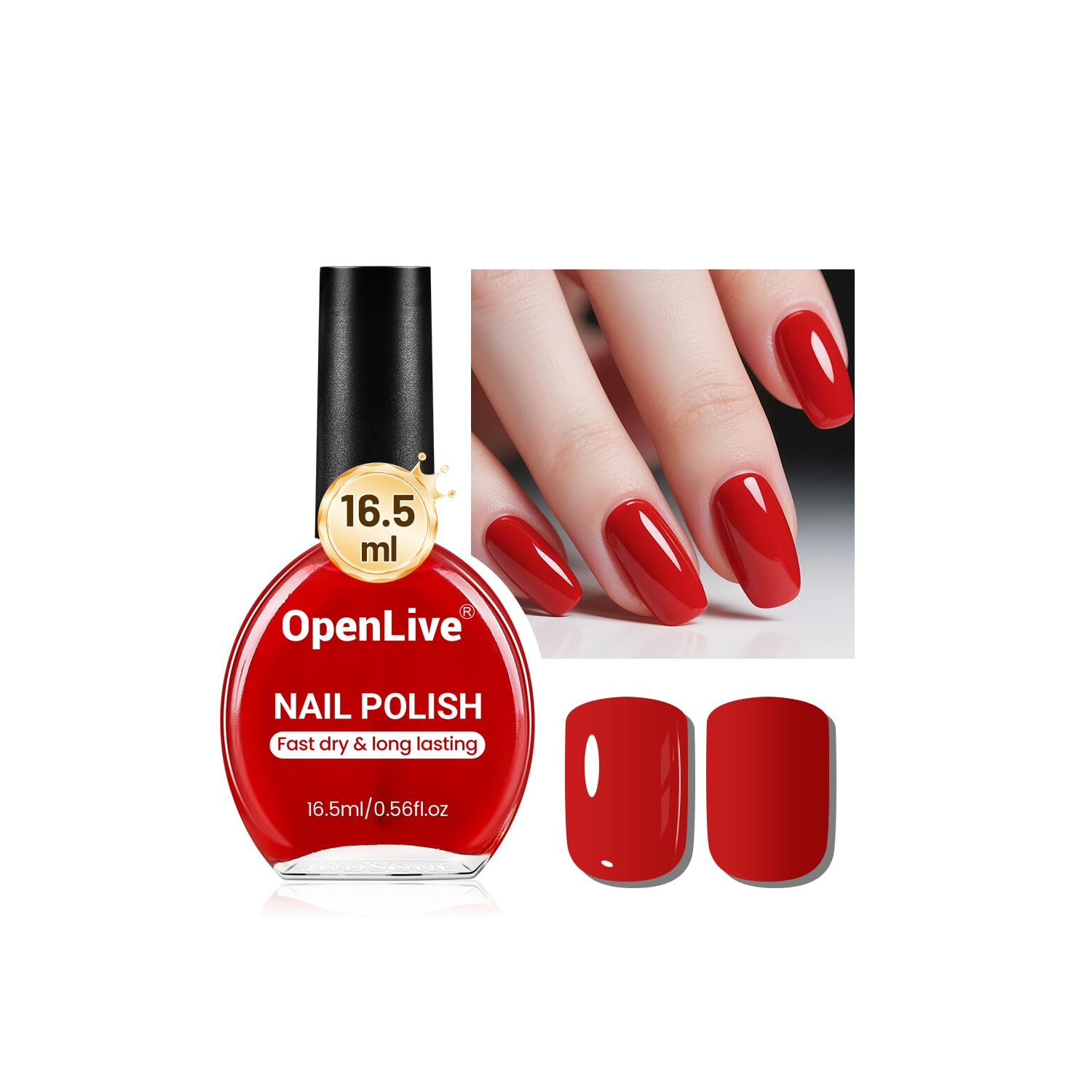 16.5ml Red Nail Polish Large Volume Quick Drying Nail Polish, Fast Drying and Long Lasting Color Nail Art DIY Home Manicure Gift for Women-BrightBean Baby