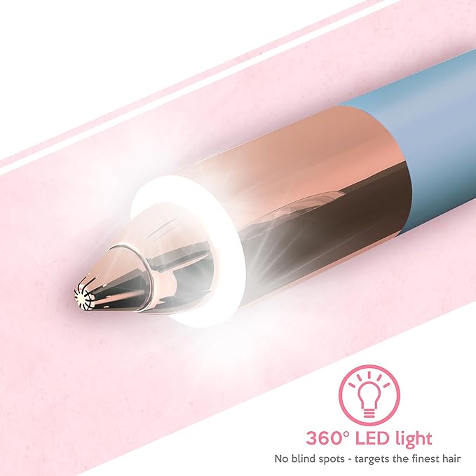 Portable Flawless Eyebrow Hair Remover for Women – Painless, Fast & Precise Flawless Electric Razor & Epilator for Eyebrow, Nose, Ear Hair Removal – 18K Gold-Plated, 360° LED Light-BrightBean Baby