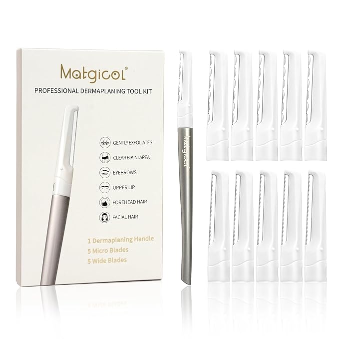 Dermaplaning Razor for Face - 10 Blade Refills, Dermaplaning Tool for Face Help Exfoliate and Smooth Skin, Easy-to-Use Facial Razors, Eyebrow Razor & Peach Fuzz Removal for Beauty-BrightBean Baby