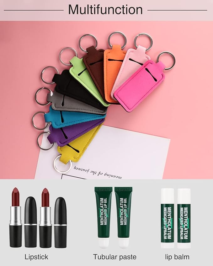 Chapstick Holder Lip Balm Sleeve Pouch Chapstick Holder With Clip Lipstick Lip Gloss Holder Stocking Stuffers Gift for Women (ten pcs)-BrightBean Baby