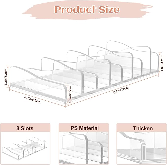 FLMOUTN 4 Pack Makeup Pallet Organizer Eyeshadow Palette Organizers Acrylic 8-Cell Make up Palette Holder Cosmetic Storage for Contour Kit, Eye Shadow, Blush-BrightBean Baby