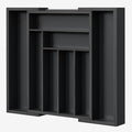 Pipishell Bamboo Expandable Drawer Organizer for Utensils Holder, Adjustable Cutlery Tray, Wood Drawer Dividers Organizer for Silverware, Flatware, Knives in Kitchen, Bedroom, Living Room (Black)