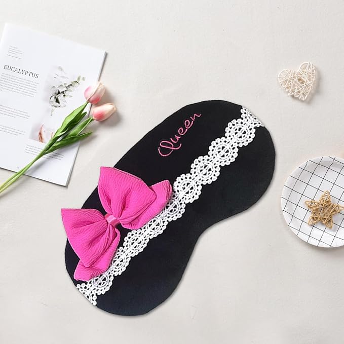 PERFECTSIGHT Bow Sleep Eye Masks, Cute Plush Sleep Eye Cover Lightweight Adjustable Eyeshade Faux Fur Mask Cover for Women Men Sleep Travel Nap-BrightBean Baby