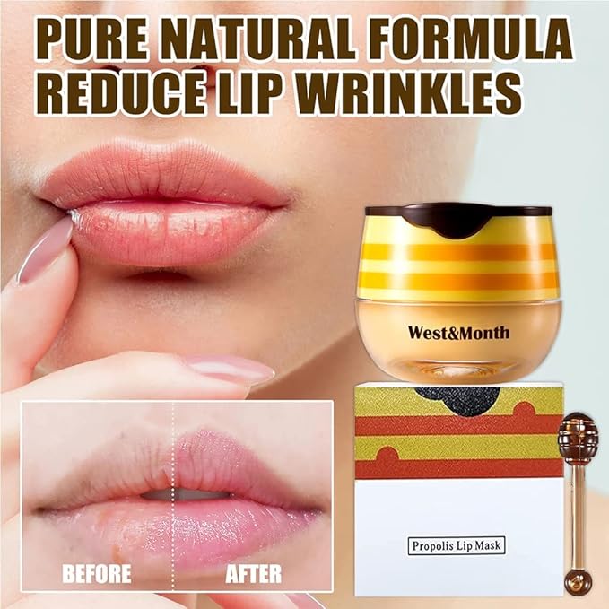 2PCS Bee Balm Lip Balm Honey Pot & Strawberry Sleeping Lip Mask, Propolis Moisturizing Honey Lip Mask Lip Balm, Hydrating & Prevention Dry and Cracked Lip Scrubs Exfoliator, Winter Lip Care Products-BrightBean Baby