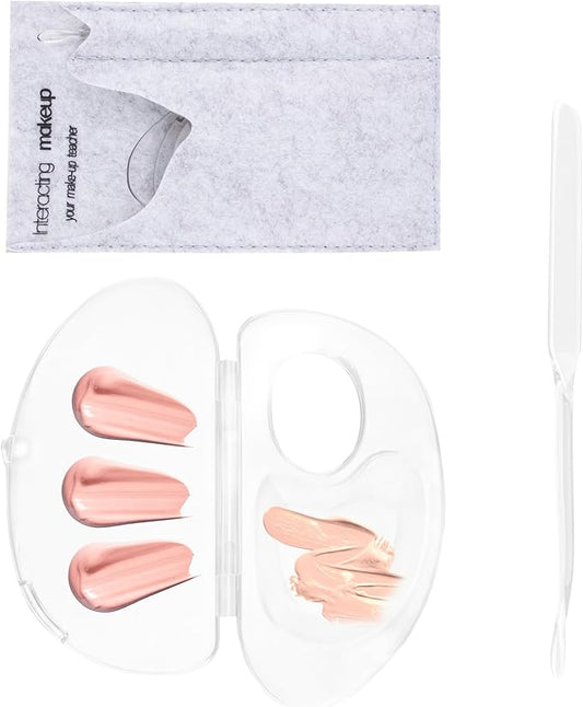 Framendino, 2 Set 3 in 1 Handheld Makeup Mixing Palette, Acrylic Transparent Mixing Foundation Tray with Foundation Spatula for Makeup Artist and Beginner-BrightBean Baby