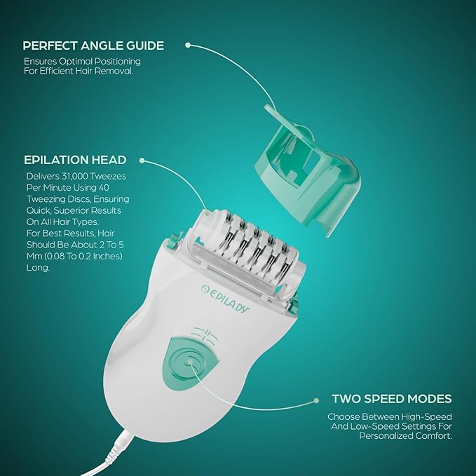 Epilady Speed Corded Epilator for Women | Compact Hair Removal Device for Arms, Legs, Underarms & Bikini Area, Epilators Hair Removal for Women-BrightBean Baby