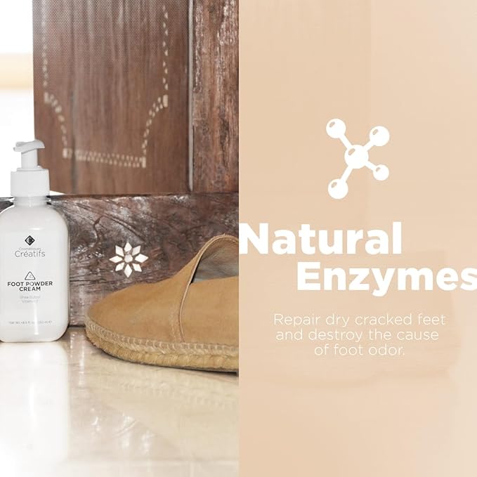 Foot Powder Cream for Dry Cracked Heels, Odor Control, and Intense Skin Hydration, 8.5 fl. oz., with Shea Butter and Vitamin E-BrightBean Baby