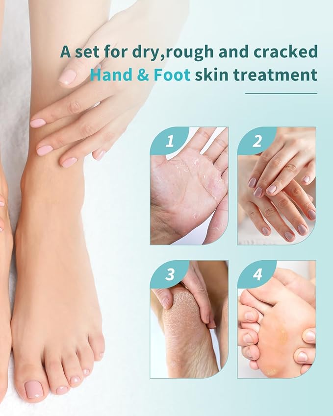 VTS Self Care Kit - Includes Moisturizing Heel Socks, Hand & Foot Oil, Salt Scrubs, Serum, Urea Cream 40 Percent - Hand Care Set, Foot Pedicure Kit for Dry Cracked Heels Feet Knees Elbows Hands-BrightBean Baby