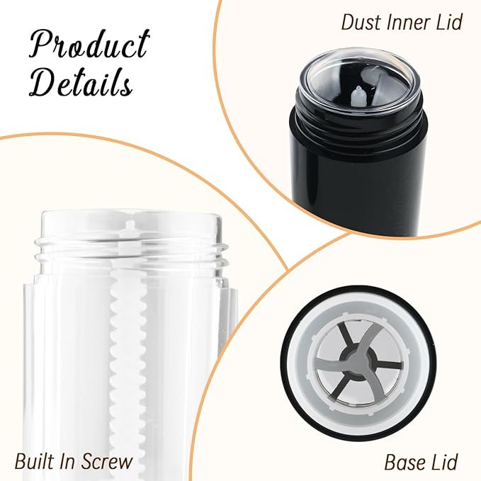 12 Pieces 15g Black Plastic Deodorant Containers,Empty 1/2 oz Travel Lip Balm Tubes,Refillable Twist-UP Solid Perfume Tubes,Lipstick Tubes for DIY-BrightBean Baby