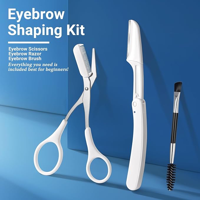 TsMADDTs Tweezers for Women Facial Hair, 8 in 1 Eyebrow Kit with Tweezers, Scissors, Razor, Brush with Travel Bag, Eyebrow Shaping Kit-BrightBean Baby