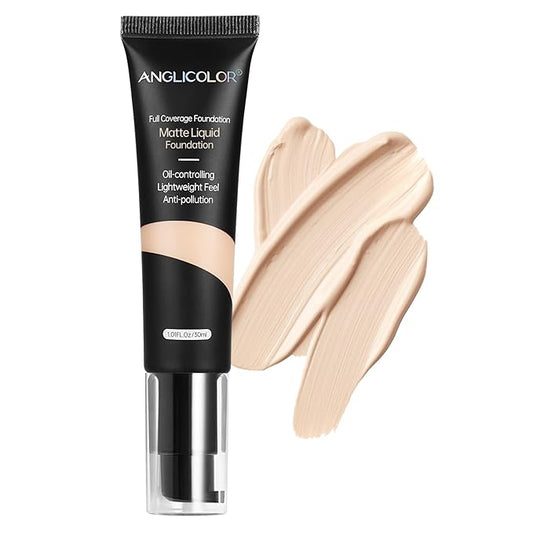 Matte Oil Control Concealer Foundation Flawless Soft Long Lasting Foundation Makeup,Waterproof Full Coverage Face Makeup Strong Concealer Foundation for Oily Acne Skin (#101 Porcelain)-BrightBean Baby