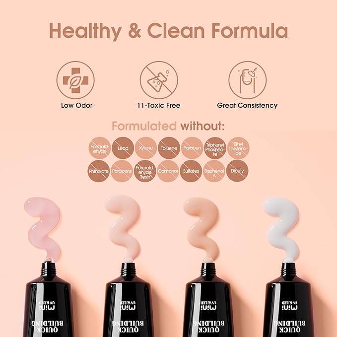 ROSALIND Poly Nail Gel Kit -8 Colors + Nail Art Accessories Kit Neon Poly Nails Gel Kit Starter Kit With Slip Solution Pro Clear Bright Colors Nail Extensions Gel Set with Mini UV Lamp-BrightBean Baby