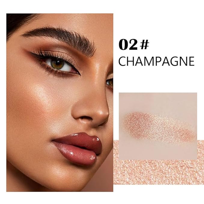 evpct Champagne Face Highlighter Makeup Shimmer Glitter Diamond Sparkly Highlighters Makeup Palette Powder for Face Body Cheek Skin iluminadores iluminador de jos maquillaje luminizers E02-BrightBean Baby
