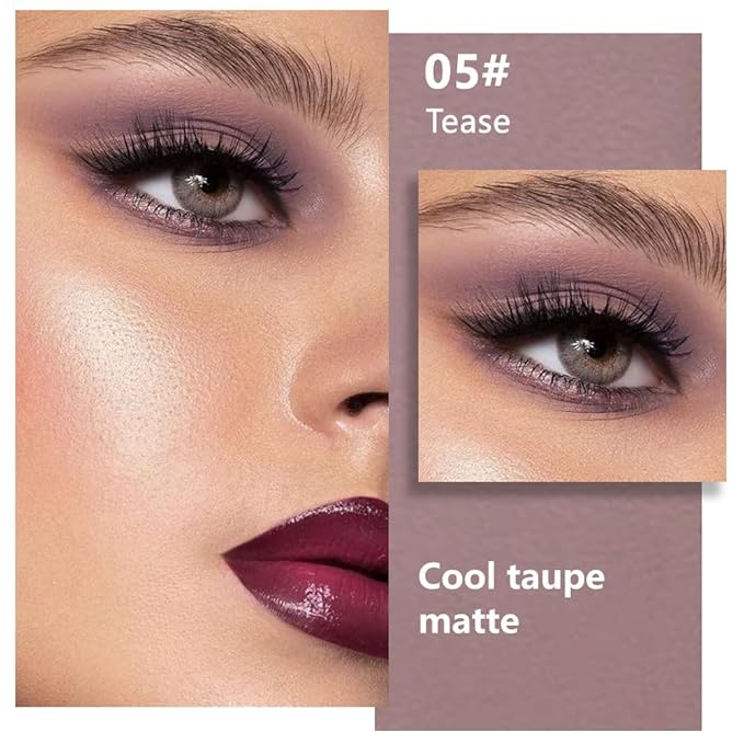 evpct Mauve Taupe Matte Single Eye Shadow Palette Makeup for Older Women, Plum Lavender Purple Natural Cream Eyeshadow Palette for Green Eyes, High Pigment Mini Monochrome Eyeshadow Sombra Para Ojos-BrightBean Baby